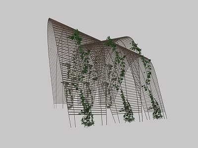 Modern Metal Grid Structure With Climbing Green Vines And Architectural Design 3d model