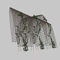 Modern Metal Grid Structure With Climbing Green Vines And Architectural Design