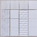 Sofa Background Wall Interior Design With White Textured Tiles Wave Herringbone Diamond Patterns 3d model