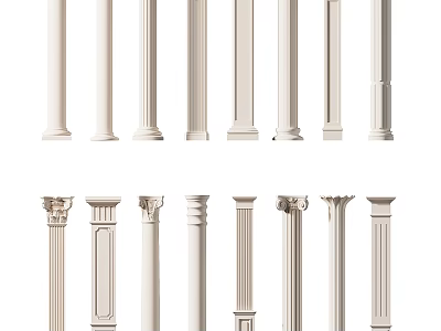 Different Types Of Roman Columns Showcasing Classical Design And Architectural Features 3d model