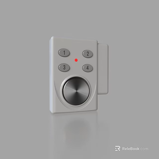 White Digital Control Panel With Numeric Buttons And Round Knob Design 3d model 