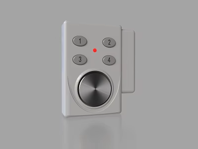 White Digital Control Panel With Numeric Buttons And Round Knob Design 3d model