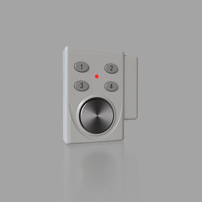 White Digital Control Panel With Numeric Buttons And Round Knob Design 3d model