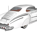 White Vintage Car With Classic Design Chrome Accents And Brown Interior