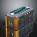 Portable Power Station With Green Striped Top Golden Handle Frame Green Indicators And USB Port