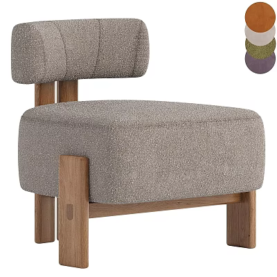 Modern Accent Chair With Upholstered Seat Padded Backrest And Wooden Legs For Living Room 3d model
