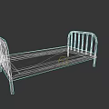 Old Double Bed with Metal Frame and Worn Mattress Design 3d model