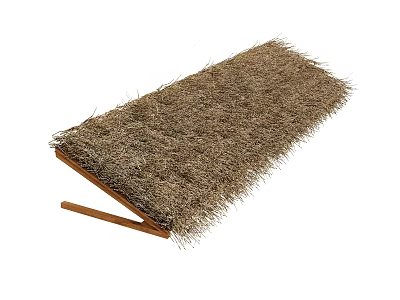 Natural Straw Woven Ceiling Panel With Rustic Wooden Frame Design 3d model