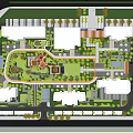 Residential Landscape Community Layout With Central Green Park And Pedestrian Paths