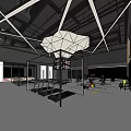 Modern Fitness Gym Interior With Workout Equipment Open Training Space And Ceiling Design