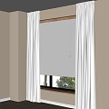 White Sheer Curtain With Venetian Blinds And Natural Light Through Tree View Window
