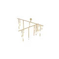 Modern Chandelier Design With Metal Frame And White Spherical Hanging Accents