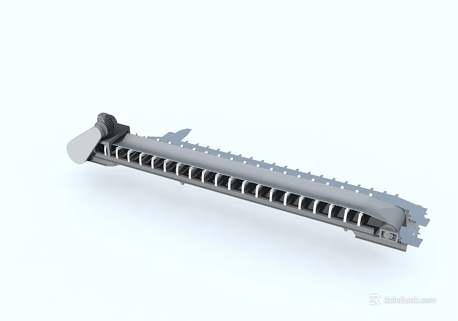 Industrial Equipment Long Metal Strip Construction Featuring Multiple Slots And End Connectors 3d model 