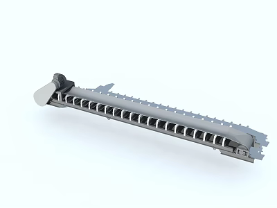 Industrial Equipment Long Metal Strip Construction Featuring Multiple Slots And End Connectors 3d model