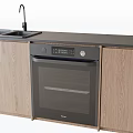 Modern Kitchen Appliances Featuring Built in Oven With Wooden Cabinets Sink And Countertop