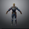 3D Superhero Character Model In Blue Uniform With Star Emblem And Brown Gloves