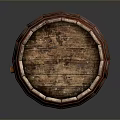 Rustic Wooden Barrel With Red Metal Hoops For Home Living Supplies