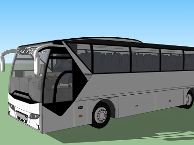 Modern Gray And Black Tour Bus With Large Windows Exterior Design 3d model