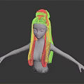 White Mannequin With Long Black Braided Hair And Extended Arms