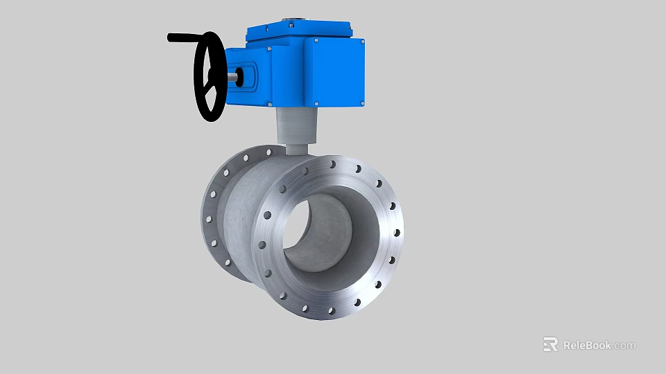 Industrial Valve With Electric Actuator And Flanged Stainless Steel Body For Pipeline Systems 3d model 