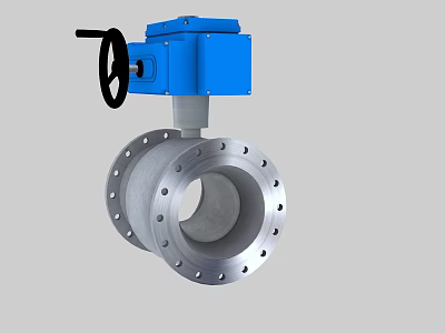 Industrial Valve With Electric Actuator And Flanged Stainless Steel Body For Pipeline Systems 3d model