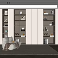 Bookcase Decorative Cabinet Bookcase Book Combination Bookshelf Ornaments Decorative Ornaments Open Solid Wood Bookcase 3d model