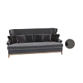 Modern Beige Sectional Sofa With Geometric Pattern Throw Pillows And Black Legs 3d model