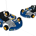 Two Blue And Yellow RIGI Go Karts With Black Seats And Number 11 3d model