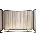 Modern Folding Room Divider With Metal Frame And Beige Pleated Fabric Panels