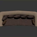 Comfortable Upholstered Sofa With Beige Frame Brown Cushions And Pillows