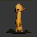 Orange Fluffy Furred Long Neck Game And Movie Character Standing On Round Base With Stones