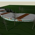 Modern Architectural Structure With Curved Glass Facade And Surrounding Trees On Green Lawn