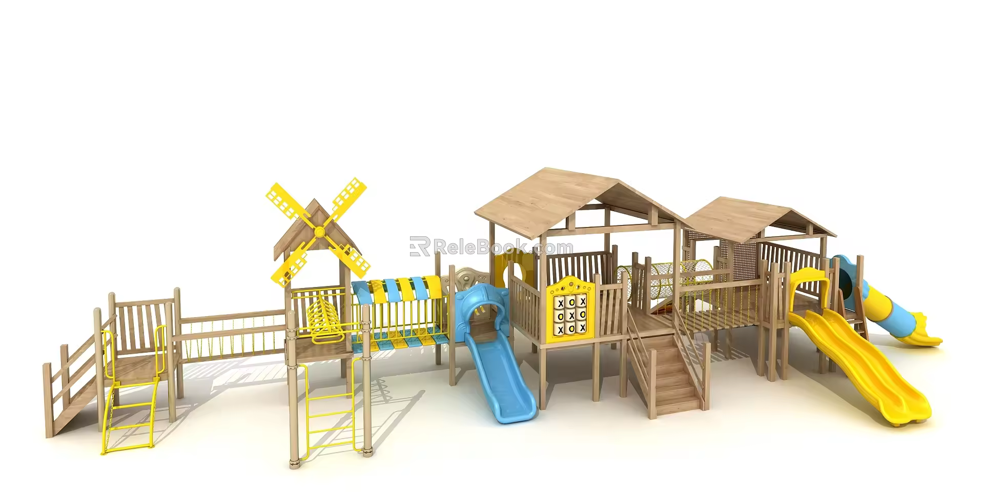 Modern Slide Wooden Slide Amusement Equipment Children Slide Crawl 3d model