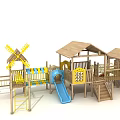 Modern Slide Wooden Slide Amusement Equipment Children Slide Crawl 3d model