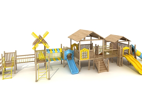 Modern Slide Wooden Slide Amusement Equipment Children Slide Crawl 3d model