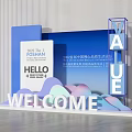 13th Foshan Ceramic Exhibition Photo Check In Spot With Welcome Value Sign And Blue Backdrop