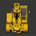 Yellow Construction Excavator Model Number 700 With Tracked Undercarriage And Grapple Attachment