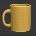 Golden Textured Mug With Handle And Shiny Finish On Black Surface