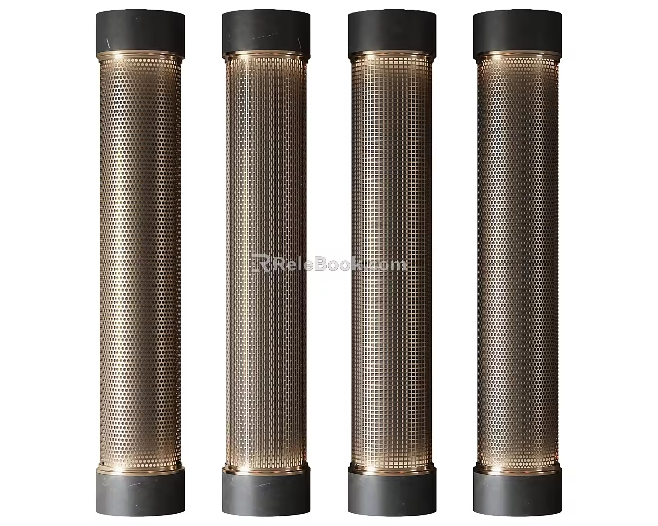 New Chinese-style Punching Column Perforated Plate Metal Plate Cylinder 3d model