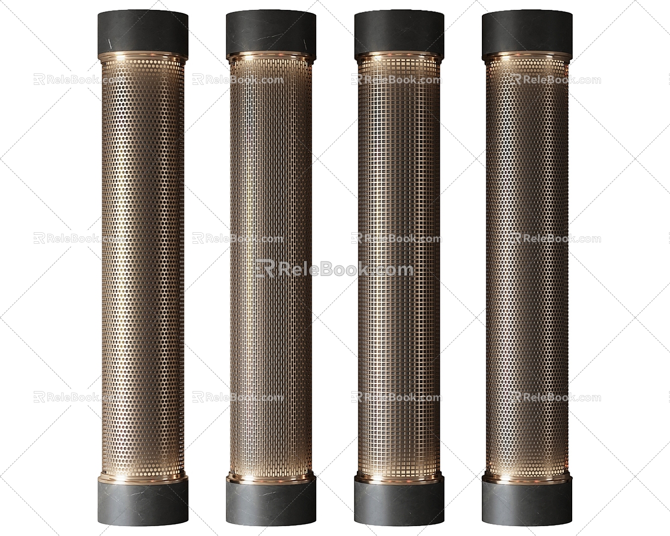 New Chinese-style Punching Column Perforated Plate Metal Plate Cylinder 3d model