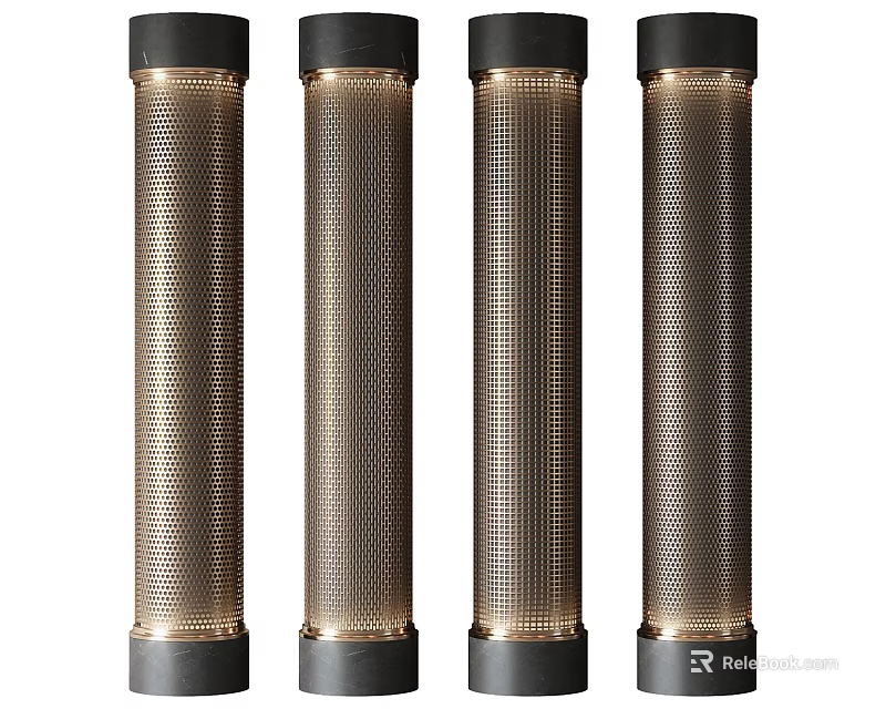 Elegant Modern Metal Perforated Columns With Black Top And Bottom Borders 3d model 