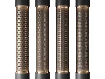 Elegant Modern Metal Perforated Columns With Black Top And Bottom Borders 3d model