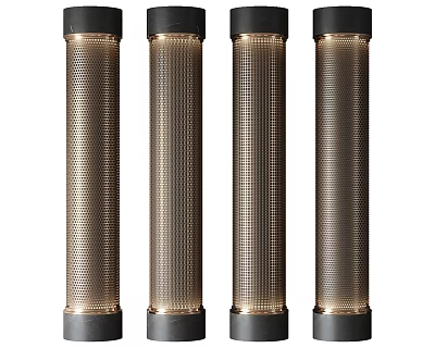 Elegant Modern Metal Perforated Columns With Black Top And Bottom Borders 3d model