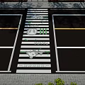 Garden Landscape With Pedestrian Zebra Crossing And Decorative Panda Green Patterns