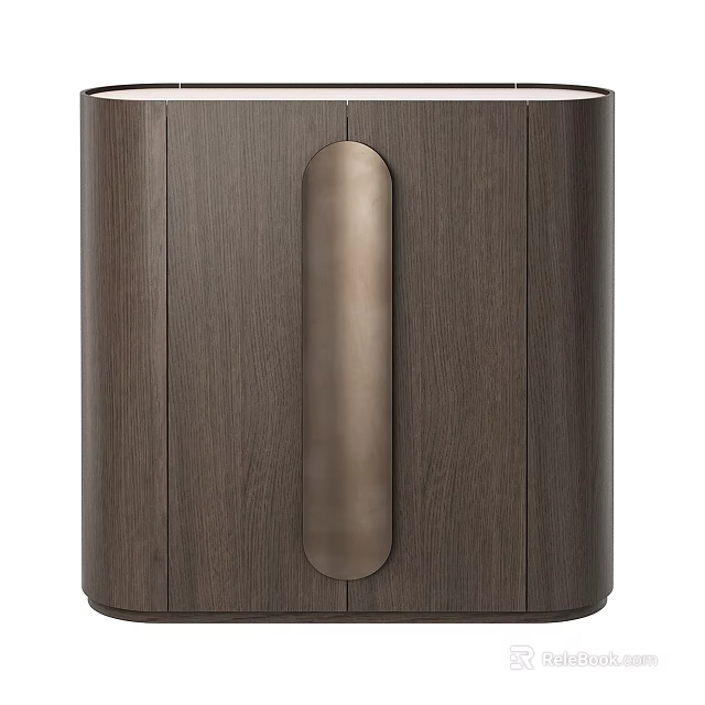 Modern Wooden Sideboard With Sleek Brass Handle In Minimalist Design 3d model 