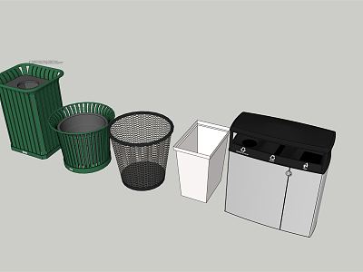 Modern trash can garbage sorting station garbage bin garbage room sorting bin model