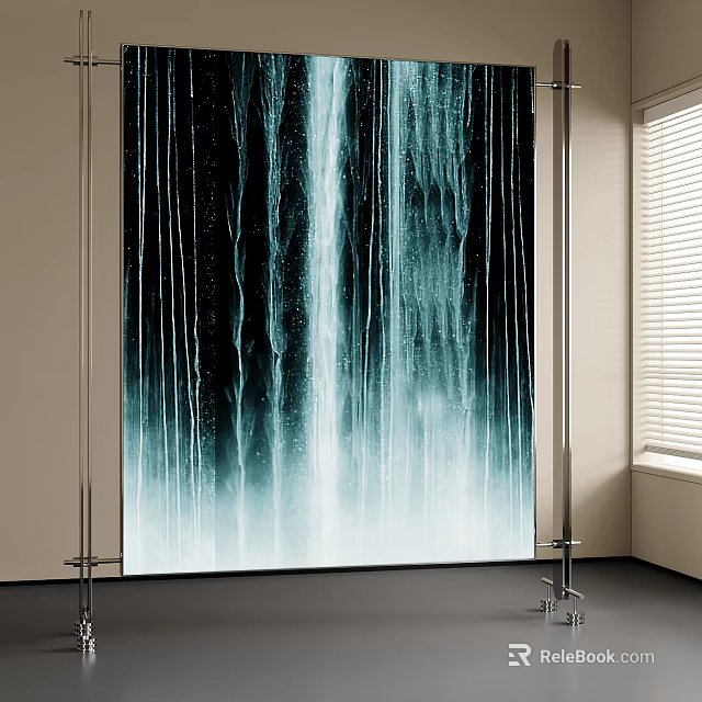 Room Divider With Waterfall Design And Metal Frame For Interior Decoration 3d model 