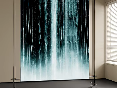 Room Divider With Waterfall Design And Metal Frame For Interior Decoration 3d model
