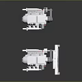 White Car Model Mechanical Components With Pink Accents And Mounted Structure