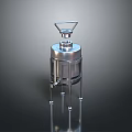 Stainless Steel Cylindrical Container With Top Handle Reflective Surface And Support Legs 3d model